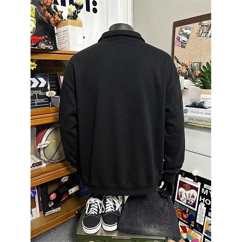 抖音得物高品质二开26春装美式高街结构设计POLO翻领卫衣外套W77,男装Polo衫,电商A486