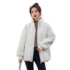 羽绒服女2025冬季新款女装韩版时尚颗粒绒拼接保暖白鸭绒外套，女装羽绒服，天丽