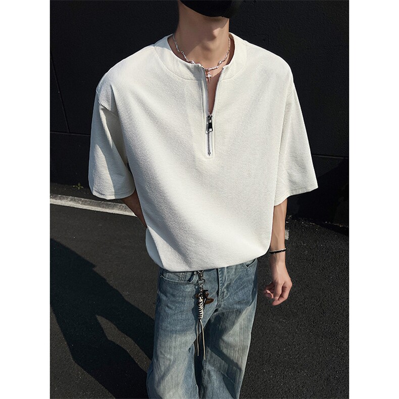 现货夏新重磅亨利领肌理感短袖T恤宽松潮流男513DT3537P33，男装T恤，星座513