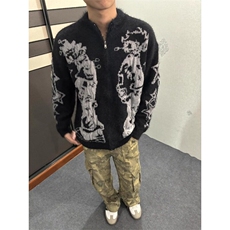 【有货】氛围感个性抽象提花开衫毛衣针织外套MY114特P67，男装针织衫/毛衣，星座908-1