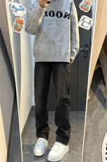 B221美式ins高街小众百搭纯色微喇牛仔裤LK22087-P55控78，男装牛仔裤，电商B221