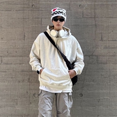 抖音得物品质二开380克全棉秋冬美式宽松两粒扣连帽卫衣CM22，男装卫衣，电商A486
