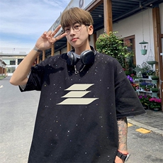 量大优供抖音视频支持得物配合二开美式满天星亮片短袖T恤MTX308，男装T恤，电商A486