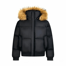 现货三防重磅硬挺boxy短款羽绒棉衣座山雕大毛毛领PU皮棉服外套冬，男装棉衣，电商A443