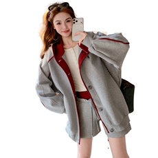 【新款】别致撞色连帽卫衣+短裤套装088-9819P195K318，女装套装/套裙，2C088