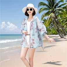 2026新款清凉防晒轻薄女装连帽防晒衣外套B25696防紫外线中长款，女装防晒衣，板酷