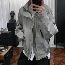 美式复古工装牛仔外套男春秋季宽松百搭休闲飞行员夹克W6668-P99，男装工装外套，星座412-1