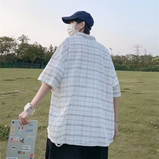 日系五分袖春夏季新款衬衫潮流慵懒男方领宽松型衬衫C61P30，男装衬衫，星座1116-2