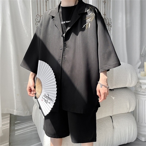 TZ96971/P960夏季新款新中式风刺绣西服领衬衣裤子套装男两件套图片