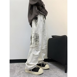 抖音休闲裤男女韩版潮流涂鸦口袋帅气2024秋冬ins长裤K5814-P61图片