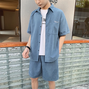 男士休闲运动套装防晒潮流衬衫夏季2021年新款两件套DS779TP55图片