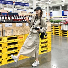 韩系慵懒风工装冲锋衣套装裙女春秋两件套学院风减龄盐系炸街小众，女装套装/套裙，纯色衣恋