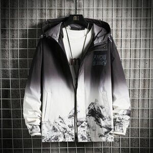 渐变夹克男2021宽松韩版潮牌春秋季连帽防风外套DS857TP65图片