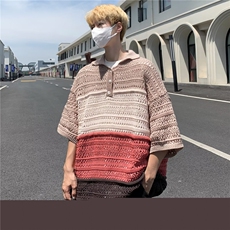 短袖男简约百搭休闲打底五分袖POLO镂空P38，男装Polo衫，星座1116-2