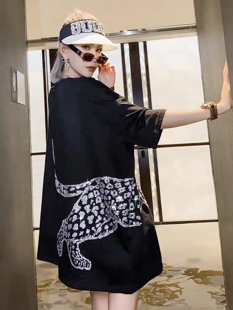 夏季新款重工烫钻潮牌潮流T恤,女装T恤,無限度