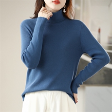 2025年秋季新款针织抽条高翻领上衣时尚休闲通勤百搭，女装针织衫/毛衣，阁惠羊绒