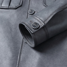 春秋款海宁真皮皮衣男翻领绵羊皮夹克工装通勤青年机车皮衣P660，男装夹克，电商B360A（原721A）