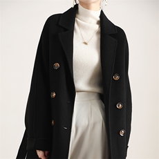 2025年秋季六个扣时尚百搭通勤休闲双面呢羊毛大衣，女装双面呢大衣，琳尚羊绒