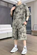 夏季港风套装男宽松扎染满天星短袖T恤短裤套装TZ6629-P55控79，男装牛仔裤，星座310B