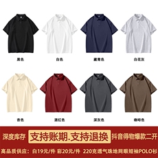 得物抖音二开珠地网眼透气面料纯色宽松短袖T恤翻领POLO衫PL09，男装T恤，电商A486