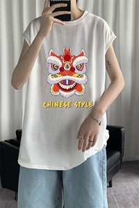 BX25184-P25 纯汗背心男士大码宽松汗衫男无袖t恤男 港风图片