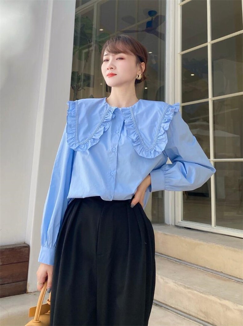 韩版荷叶边衬衫，女装衬衫，Balance Studio