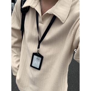 新款雪尼尔复古麦穗纹翻领肌理感大码长袖T恤男T24532-特P33控65图片