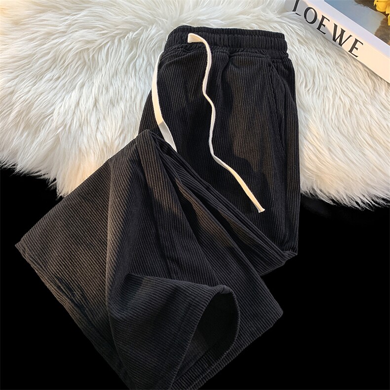 灯芯绒百搭休闲潮流宽松直筒运动裤KN69P40，女装休闲裤，电商D325