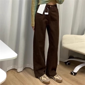 美拉德阔腿牛仔裤女2025秋冬新款高腰显瘦窄版小个子直筒拖地裤子图片