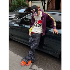 港风秋冬款男女牛仔裤刺绣阔腿直筒宽松长裤NK5135P58，男装牛仔裤，星座1013-1