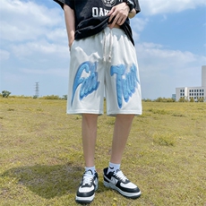 华夫格短裤男运动美式发泡宽松休闲五分中裤HDK234-P25K控38，男装休闲裤，电商B370