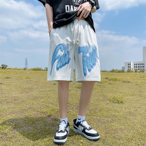 华夫格短裤男运动美式发泡宽松休闲五分中裤HDK234-P25K控38图片