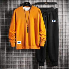 TY7061-P75圆领卫衣套装男运动套装两件套长袖运动服网格挂拍，男装休闲套装，电商A040A