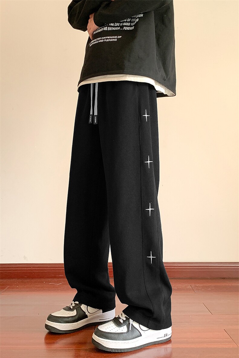 K128/P50春装新款现货刺绣运动裤男卫裤宽松大码宽松休闲裤直筒裤,男装休闲裤,电商基地A050