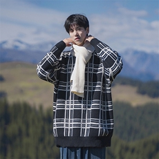 B299-M839格子针织慵懒日系港风毛衣P58X88（大货已入仓），男装针织衫/毛衣，电商B299-1