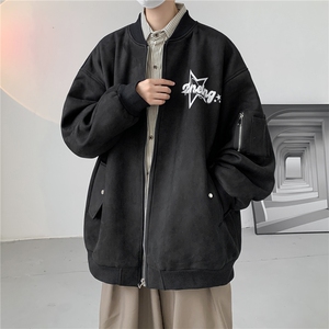 24春秋款美式复古麂皮绒飞行棒球服男女夹克外套JF251-P80控108图片