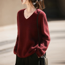 2025年秋季通勤长袖V领时尚百搭通勤简约休闲，女装羊毛衫，九嘉羊绒