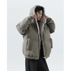 重工短款休闲舒适连帽PU皮座山雕棉服男女潮牌大码棉袄2319P118，男装棉衣，星座506-1