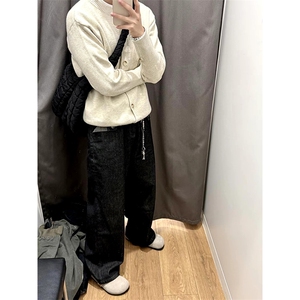 重磅秋冬男女北极绒开衫毛衣美式复古休闲慵懒风单排扣针织衫外套图片