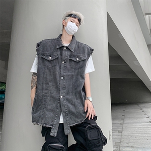 牛仔背心马甲外套男女款秋季日系宽松工装复古马夹坎肩MJ20-P55图片