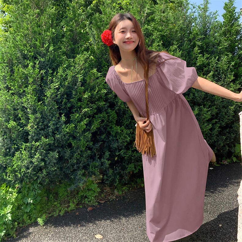 【大货已出】2025夏季新款法式褶皱连衣裙2C127-9916-P110-控160,女装连衣裙,2C127