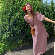 【大货已出】2025夏季新款法式褶皱连衣裙2C127-9916-P110-控160，女装连衣裙，2C127