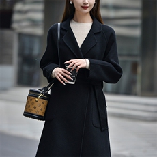 2024秋冬季新款羊毛呢子大衣女中长款宽松大衣，女装双面呢大衣，亿美羊绒