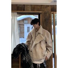 仿麂皮仿毛保暖冬季新款翻领宽松夹克复古时尚上衣网B142-P130，男装夹克，星座910-1