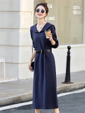 大量现货主推！！！2026年春季新款舒适减龄时尚大翻领针织连衣裙，女装连衣裙，奕薇雅