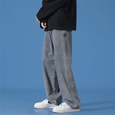 牛仔裤男百搭显瘦长裤高腰宽松阔腿垂感拖地直筒裤9280-P35控48，男装牛仔裤，电商A080