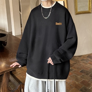 控78 假两件毛衣男大码加绒针织衫男毛线衣M80293-P55 加绒P70图片