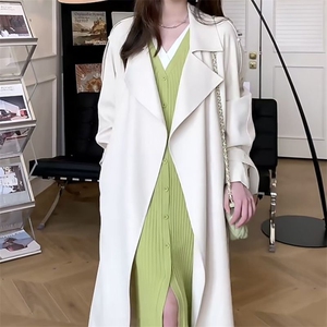 2024秋装新款高级感中长款气质小个子直筒宽松外套风衣英伦风女图片 2024秋装新款高级感中长款气质小个子直筒宽松外套风衣英伦风女图片