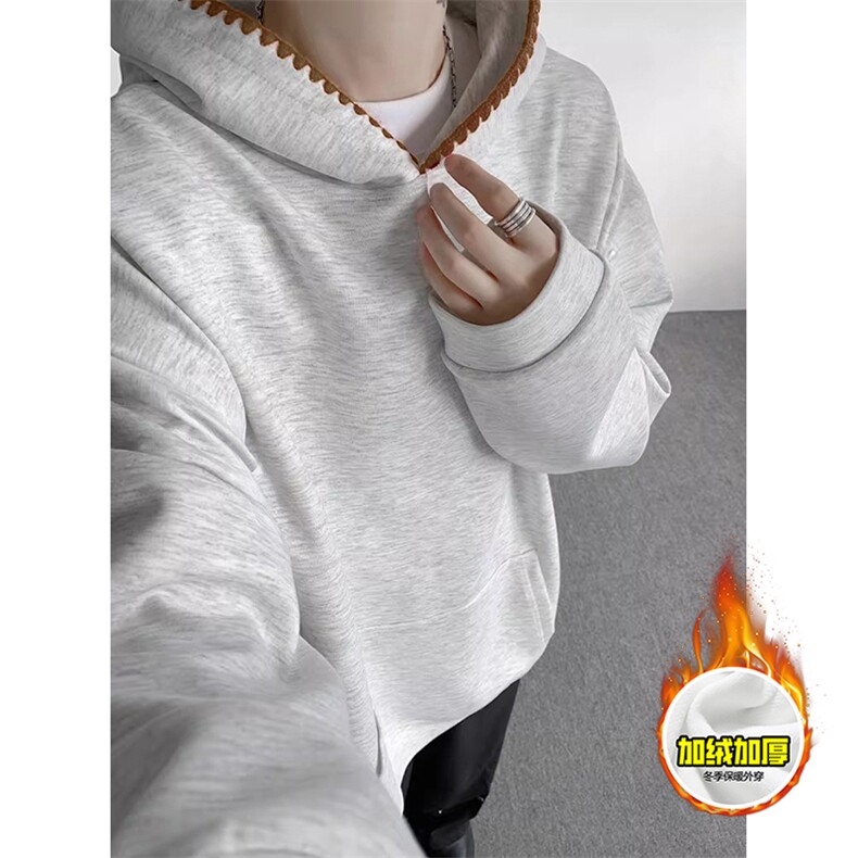 480G重磅加绒硬挺boxy男女秋冬美式高街结构贝壳刺绣连帽卫衣外套，女装短外套，电商A486-1