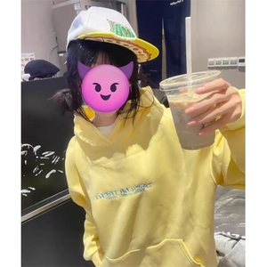 5233-P50原版刺绣纯棉复合牛奶丝银狐绒连帽卫衣薄款/加绒图片